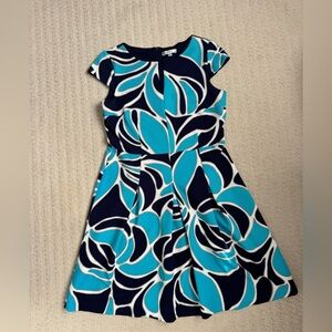 Sandra Darren Navy and White Dress